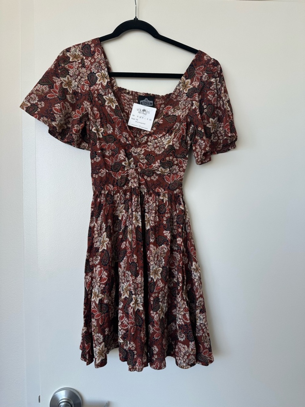 Women's Floral Short Sleeve Dress in Brown